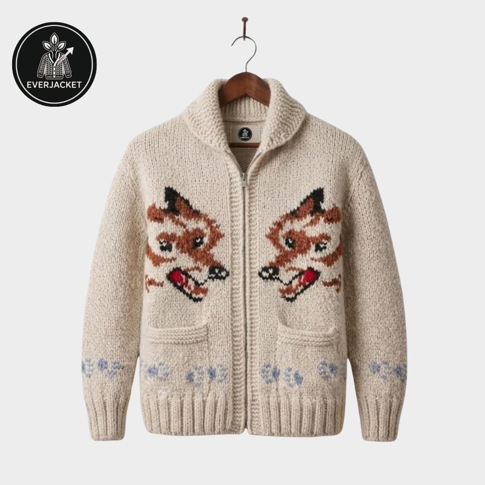 Everjacket Men's Wool Blend Zip-Up Cardigan Sweater - Apricot